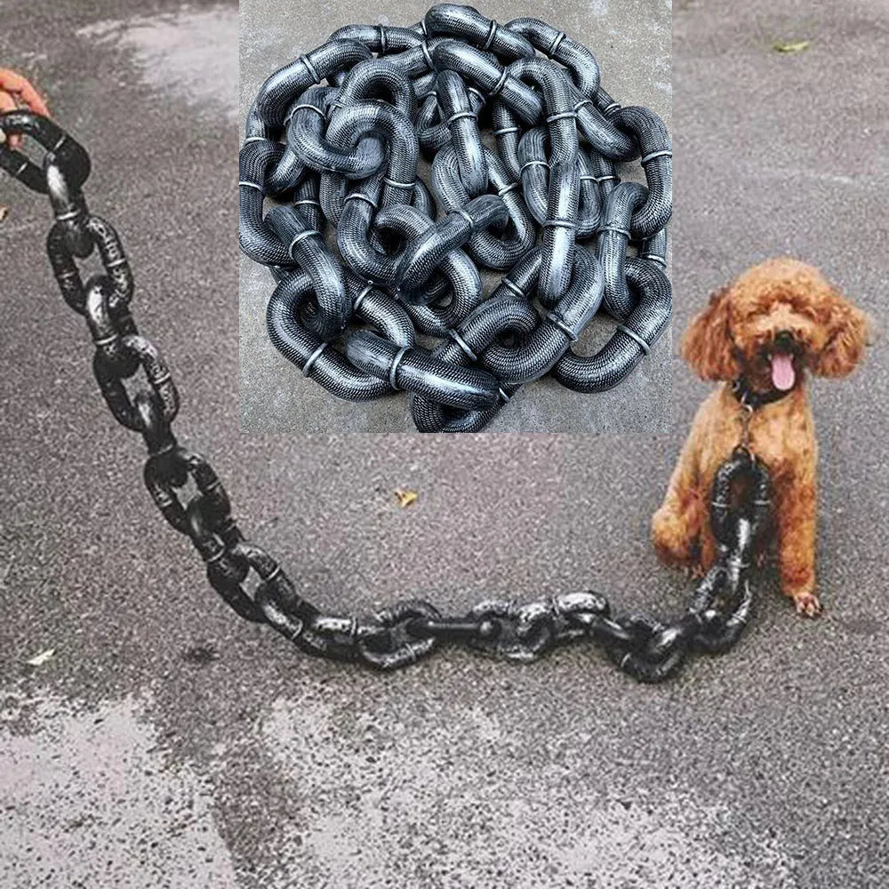 Sensationally Funny Pet Lead Puppy Cat Leash Big Plastic Simulated Iron Chain for Dogs Daily Walks Doggies Halloween Accessories