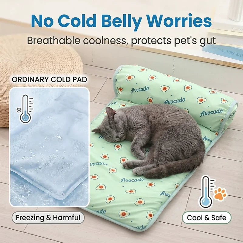 Summer Pet Ice Pad Cooling Mat Breathable Ice Silk Cushion Non Slip Washable Heat Dissipation Sleeping Pad Dog Cat Nest