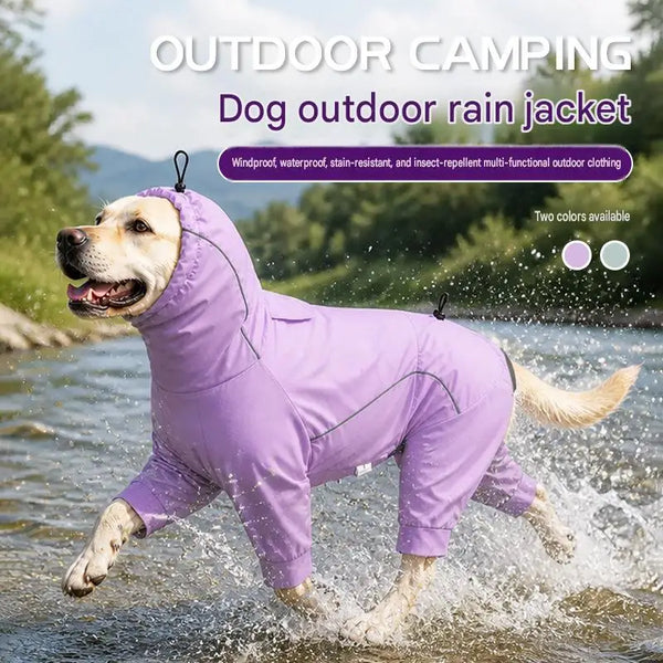 Dog raincoat summer outdoor raincoat Pet Four-Legged Hooded Dog Coat Elastic Nylon Waterproof Snowproof Cold Resistant Jacket